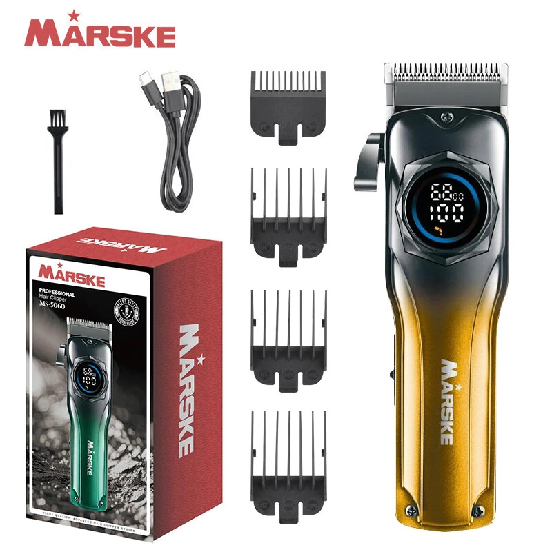 (image for) MARSKE Professional Hair Clipper Stainless Steel Blade Sharp Cutting High Power Low Noise LED Digital Display Rechargeable Adjustable